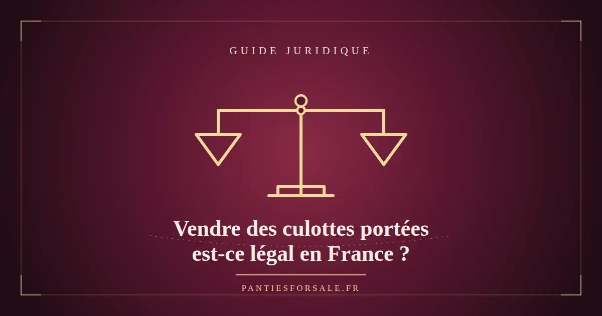 Illustration élégante d'une balance de justice dorée sur fond bordeaux, guide juridique PantiesForSale